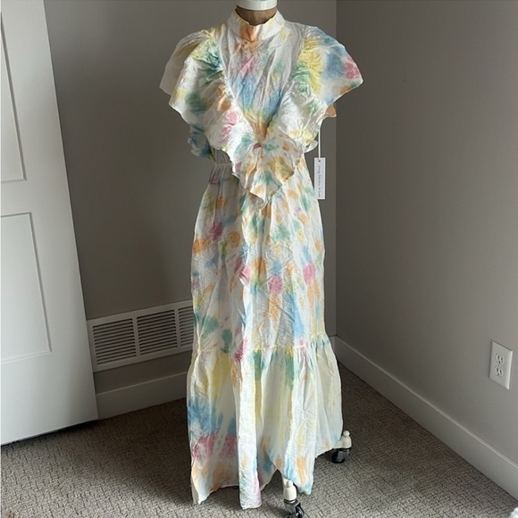 Young Fabulous & Broke Tie Dye Ruffle Mock Neck Maxi Dress Size SMALL NWT - Picture 6 of 6